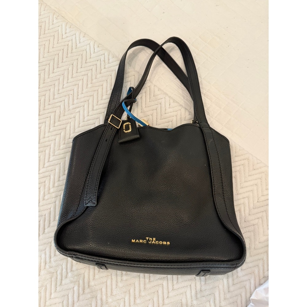 Marc Jacobs The Director Tote Black Pebbled Leather Blue Interior Shoulder Bag